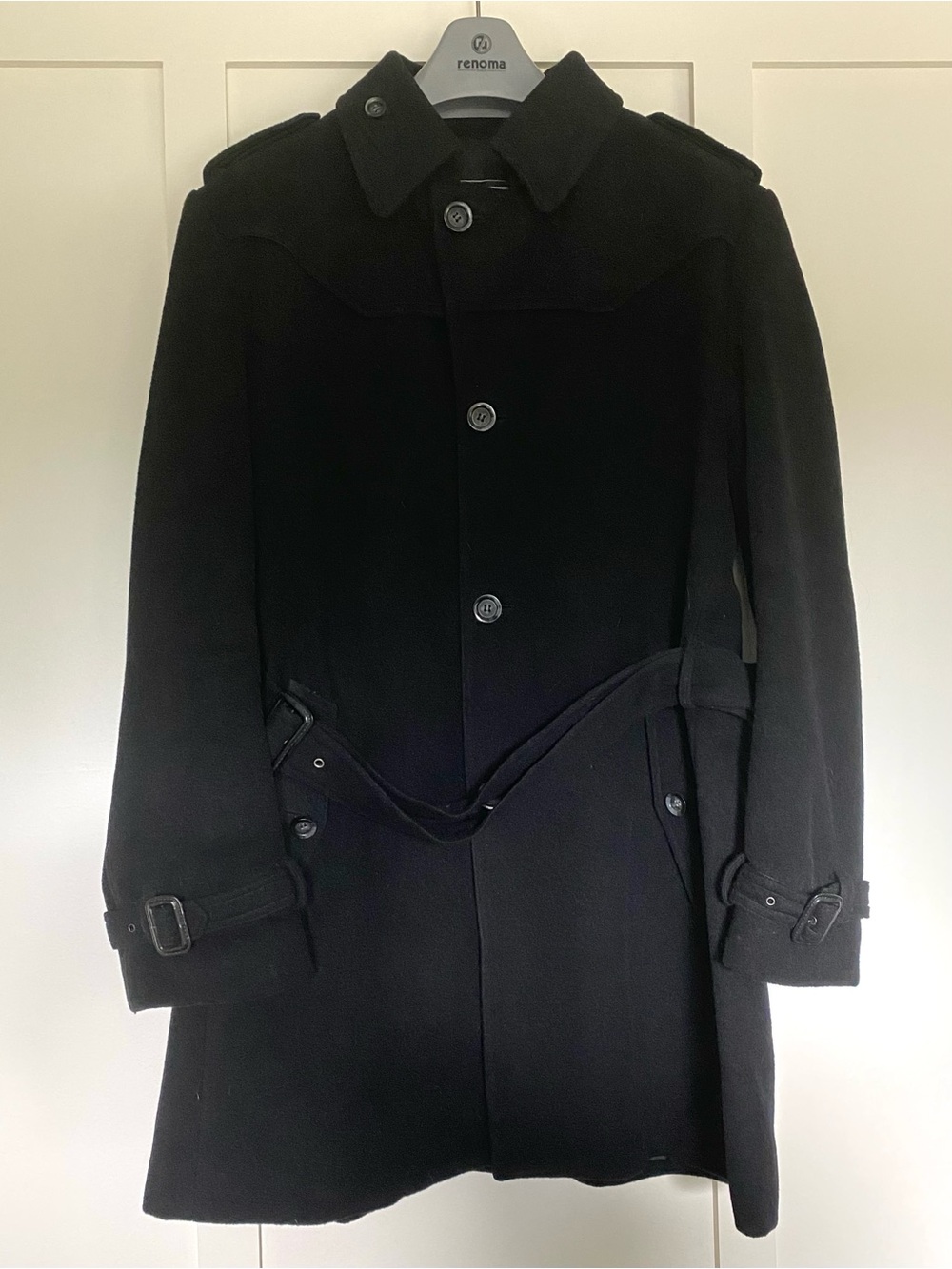 RENOMA - Paris Homme Black Wool Trench Coat